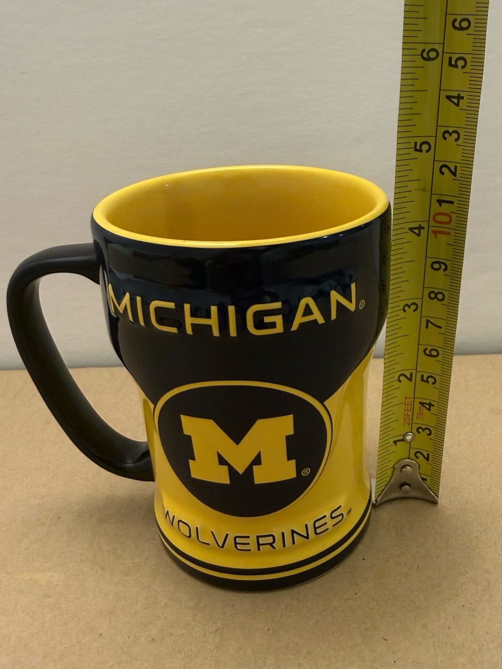Michigan Wolverines Ceramic Coffee Mug Navy Yellow - Picture 8 of 8